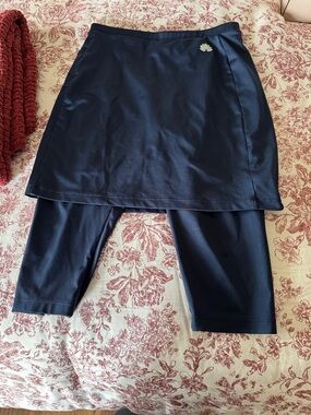 Girls' Navy Skirted Leggings - Active Pull-On Skirt with Capri Leggings